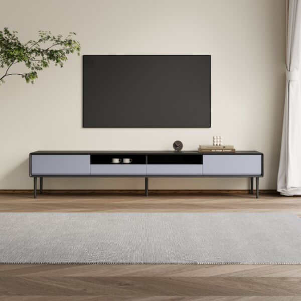 طاولة تلفزيون 200 سم فولكا - رمادي واسود