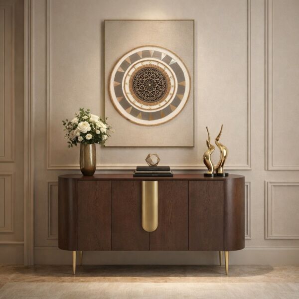 طاولة بوفيه فانيسا - بني غامق وذهبي