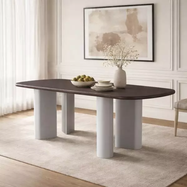 طاولة طعام 8 اشخاص - من مجموعة مارثا - بني ورمادي