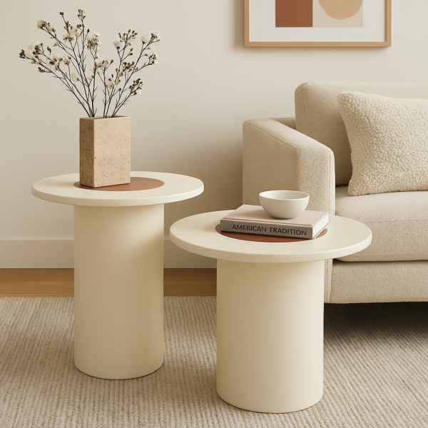 Two-piece side table - cream