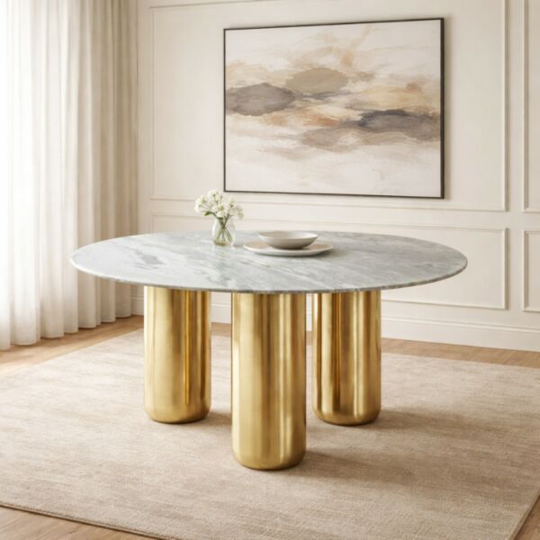 طاولة طعام شيروتي سطح رخام طبيعي - 4 اشخاص