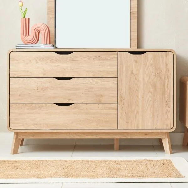 طاولة تزيين كبيرة بباب واحد و3 أدراج بدون مرآة - نورديكا