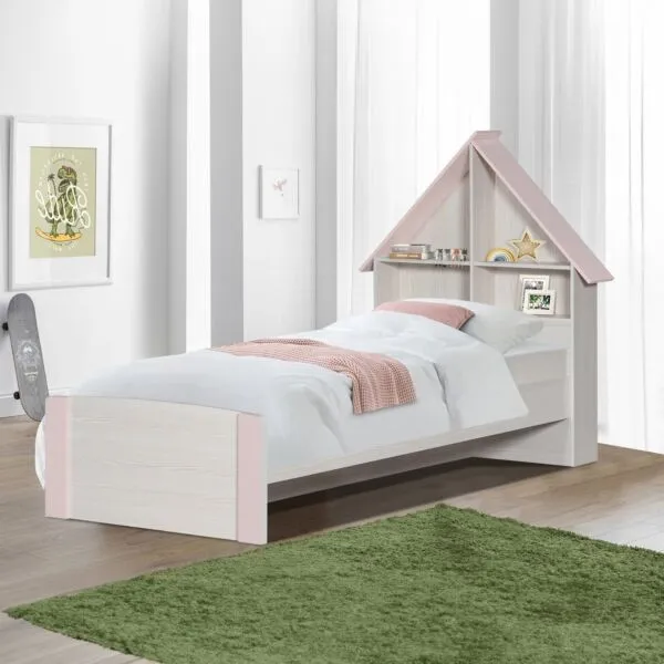 سرير فردي بلوح رأسي بمساحة تخزين من آنا - 90x200 سم