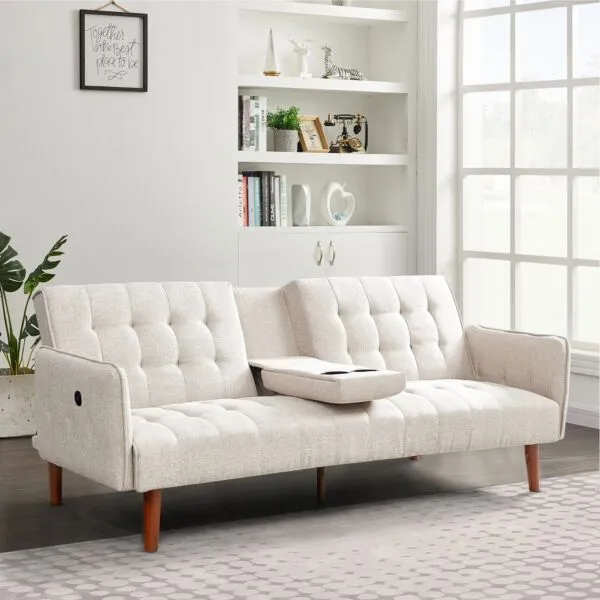 كنبة سرير مع 2 حامل أكواب وشاحن يو إس بي من دابلن