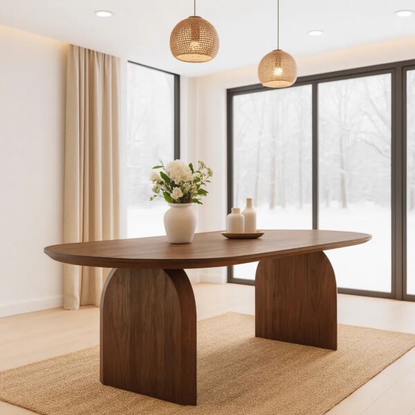 طاولة طعام كانتشيلو 8 أشخاص - بني غامق