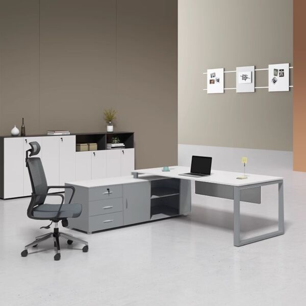 Work desk with extension, 180 cm, purple - silver and white
