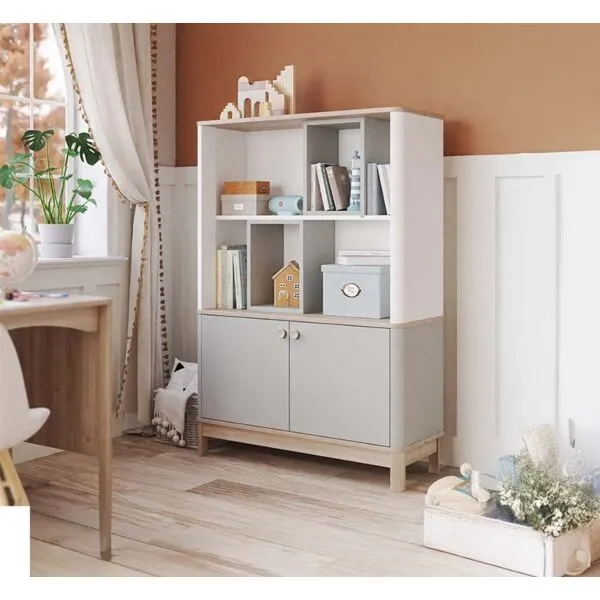 وحدة تخزين رفوف وابواب بونو - رمادي ومتعدد الالوان