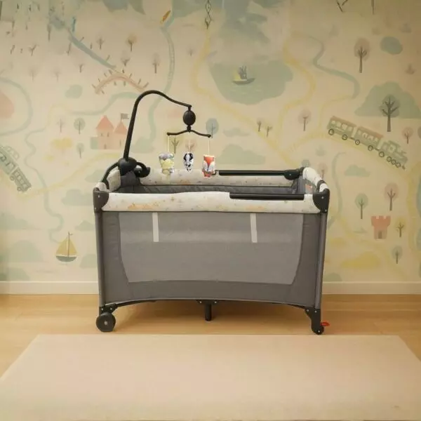 سرير ومحبس اطفال لوسا - رمادي
