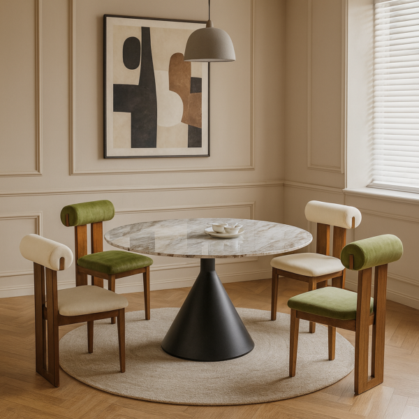 طاولة طعام ل 4 اشخاص بيرلا - رمادي واسود