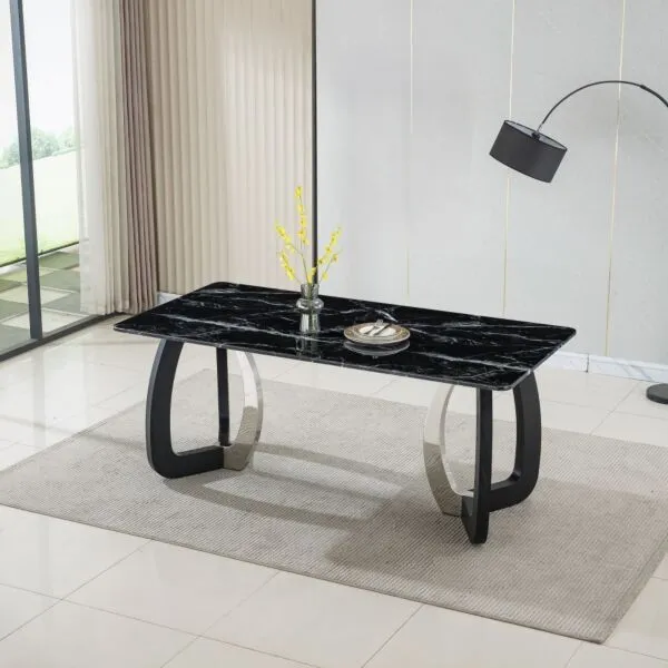 طاولة طعام6 أشخاص ألفريدو - اسود وفضي