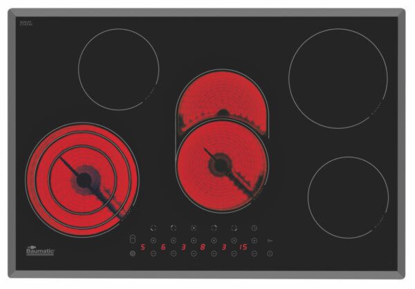 سطح غاز كهرباء باوماتيك سيراميك مدمج - 5 مناطق طهي