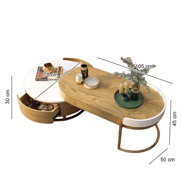 طاولة قهوة قطعتين ارام - بيج وابيض