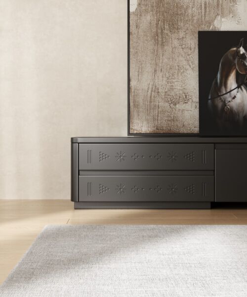 طاولة تلفزيون من مجموعة طويق الدرعية خشبية أسود - 40x38 سم