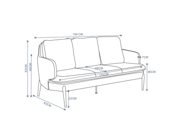 كنب مكتبي ثلاثي اولاند