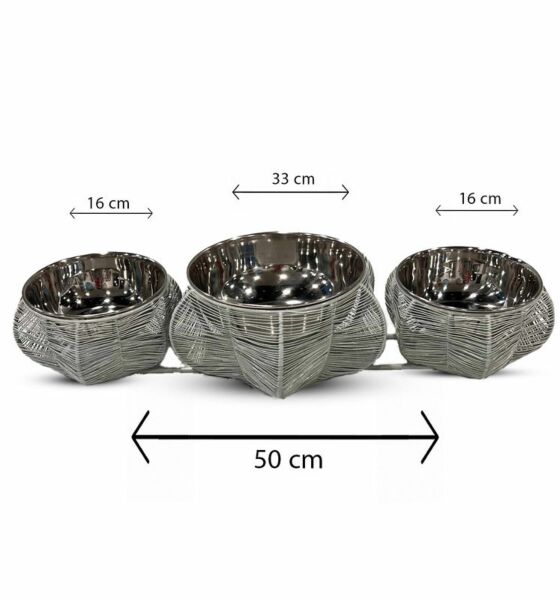 صحن تقديم ثلاثي رمادي - فلور