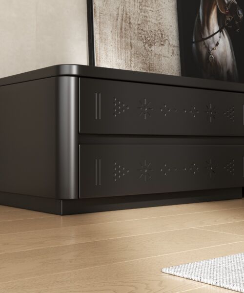 طاولة تلفزيون من مجموعة طويق الدرعية خشبية أسود - 40x38 سم