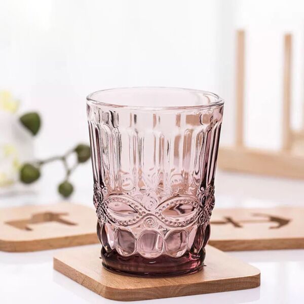 كاسة زجاج كلاسي قصيرة - لون وردي