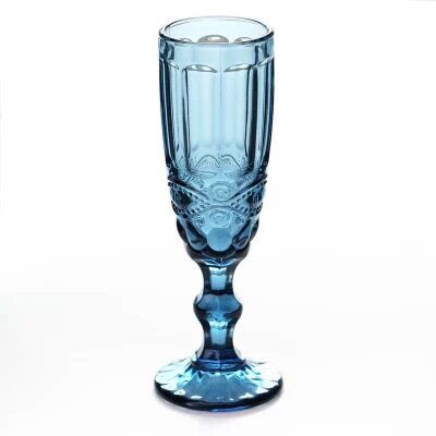 كاسة زجاج كلاسي طويلة ونحيفة - لون أزرق