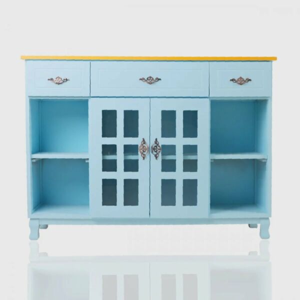 ركن قهوة مصنوع من الخشب للمطبخ وغرفة المعيشة سماوي وبرتقالي