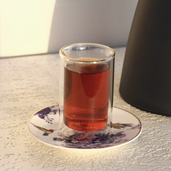 طقم بيالات شاي وصحون فلورال 12 قطعة - متعدد الألوان