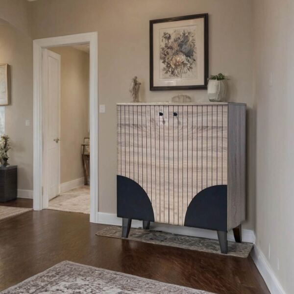 خزانة أحذية 2 باب مارفيل - خشبي واسود