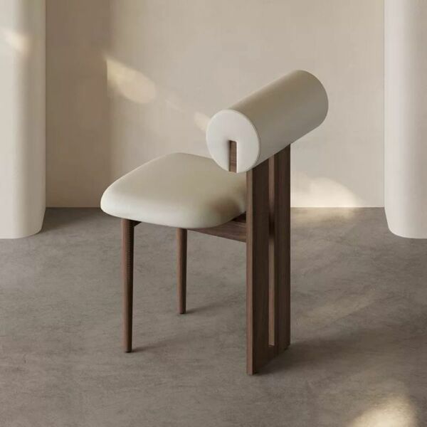 كرسي طعام دالاس - بني وابيض