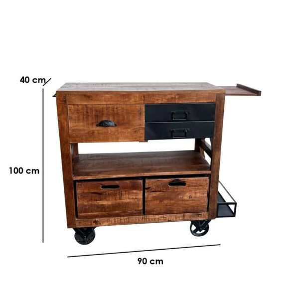 ركن قهوة بادراج معدن خشب طبيعي - اندستيريل 