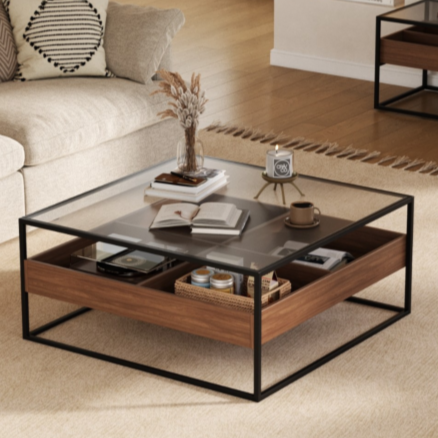 طاولة قهوة سوسال 100 سم - بني واسود