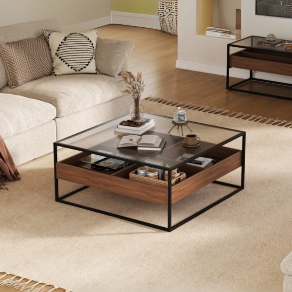 طاولة قهوة سوسال 100 سم - بني واسود