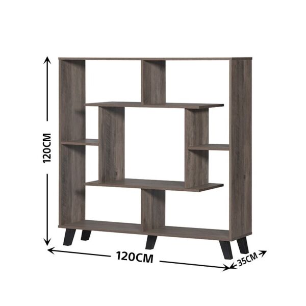 وحدة تخزين رفوف كتب خشب ماليزي أوديل بني