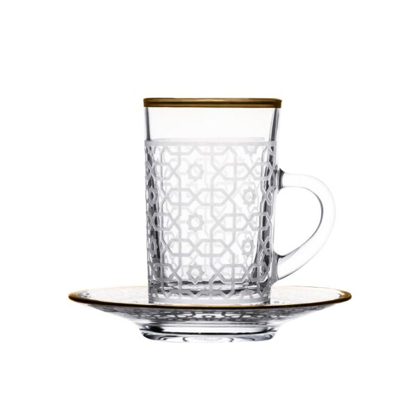 طقم بيالات شاي بيد ل6 أشخاص ايفوري عاجي مذهب