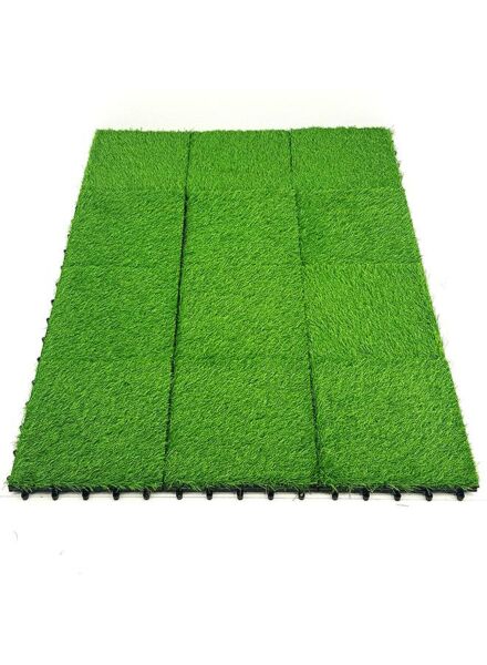 أرضيات عشب  صناعي 12 قطعة سميك أخضر 