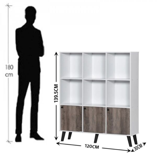 وحدة رفوف تخزين كتب خشب ماليزي دارسي أبيض وبني 