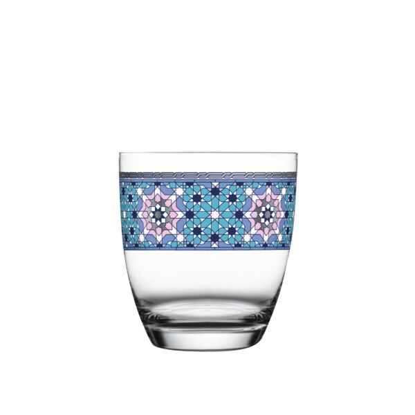 طقم كاسة زجاج 6 قطع شينزولا - ازرق وبلاتين