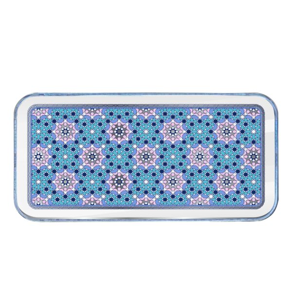 صحن زجاج برونا - ازرق وبلاتين