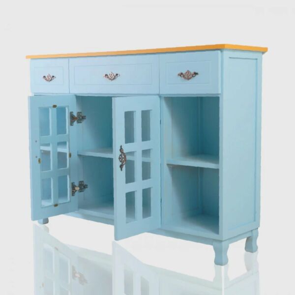 ركن قهوة مصنوع من الخشب للمطبخ وغرفة المعيشة سماوي وبرتقالي