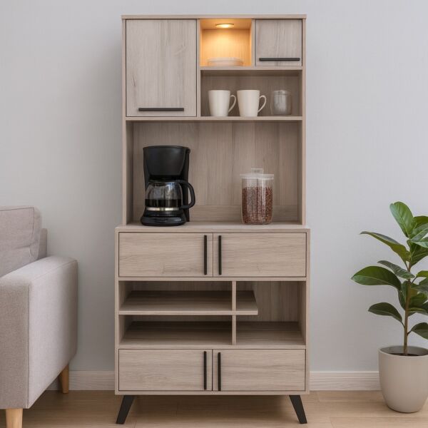 ركن قهوة مودرن خشب ماليزي ريناي - بيج