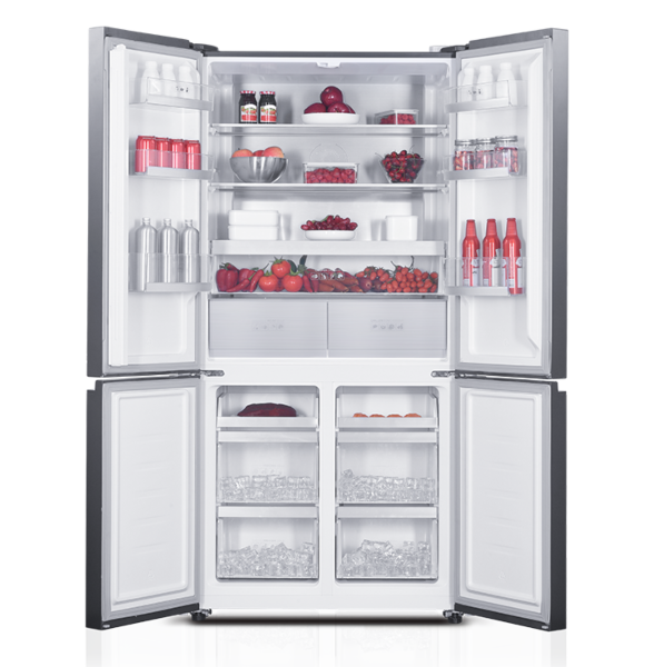 ثلاجة جي في سي برو دولابي 4 ابواب اسود سيلفر 18 قدم 