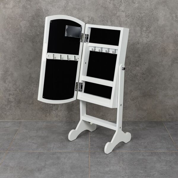 خزانة ومنظم اكسسوار بيضاوي بإضاءة ليد أبيض 