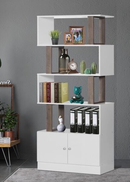 وحدة أرفف تشيرل خشب متعددة الإستخدام مع وحدة تخزين سفلية 