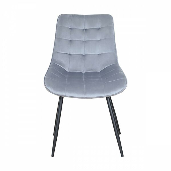 كرسي قطيفة  ظهر مخيط وقوائم حديد لون رمادي 