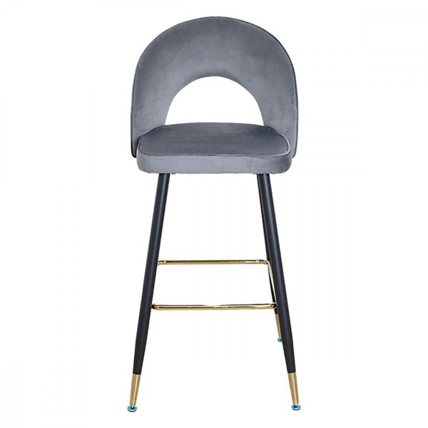 كرسي مرتفع مخمل باسيل لون رمادي