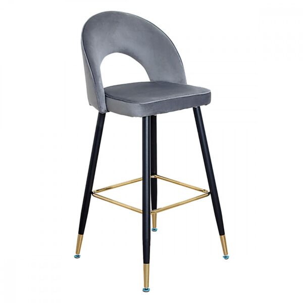 كرسي مرتفع مخمل باسيل لون رمادي