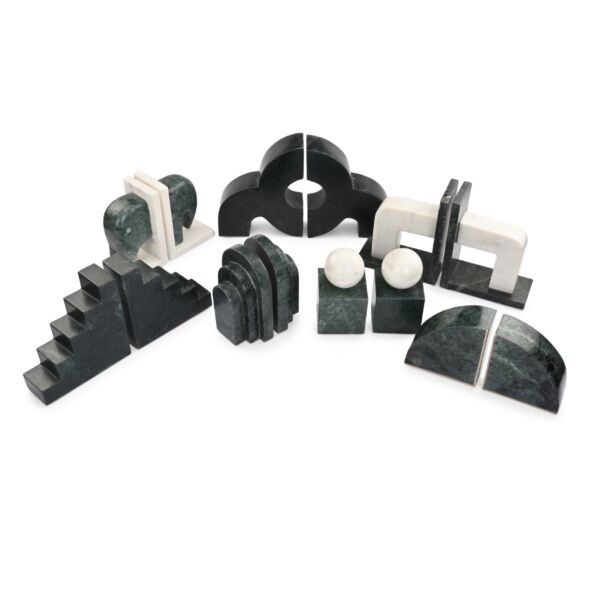 تحفة حاجز كتب رخامي شكل سلالم- اخضر غامق