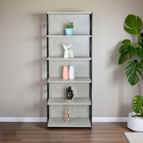 وحدة رفوف كيت خشب ماليزي 6 ادوار  متعددة الإستخدام رمادي