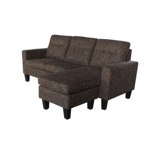 كنب زاوية كتان ميناس - بني غامق وأسود