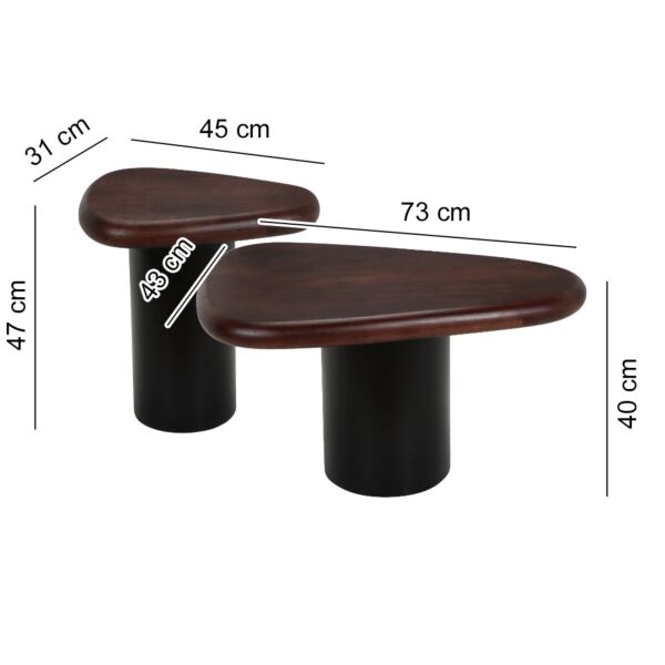 طاولة قهوة قطعتين بونال - بني واسود