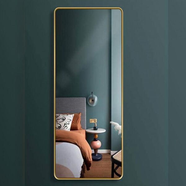 مرآة جدارية بيازين مستطيلة بإطار ذهبي