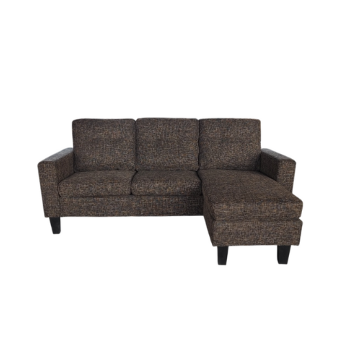 كنب زاوية كتان ميناس - بني غامق وأسود