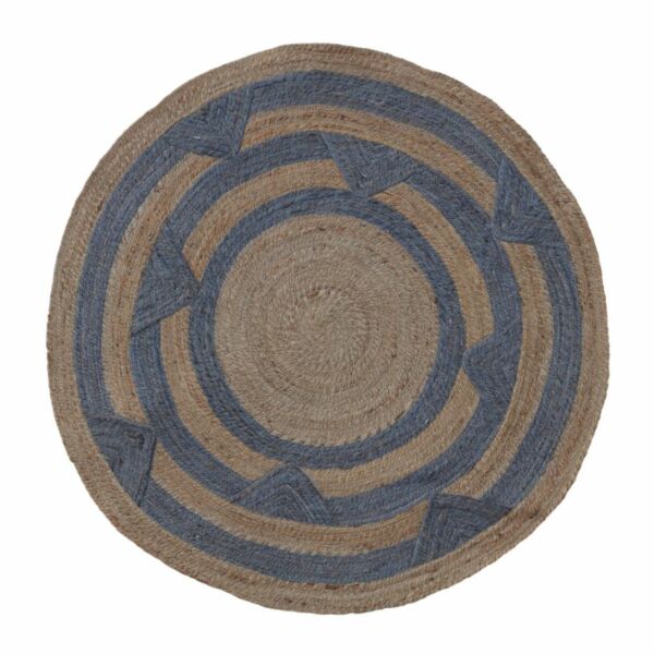 سجادة سن رايس 150 سم حياكة يدوية - بني وازرق